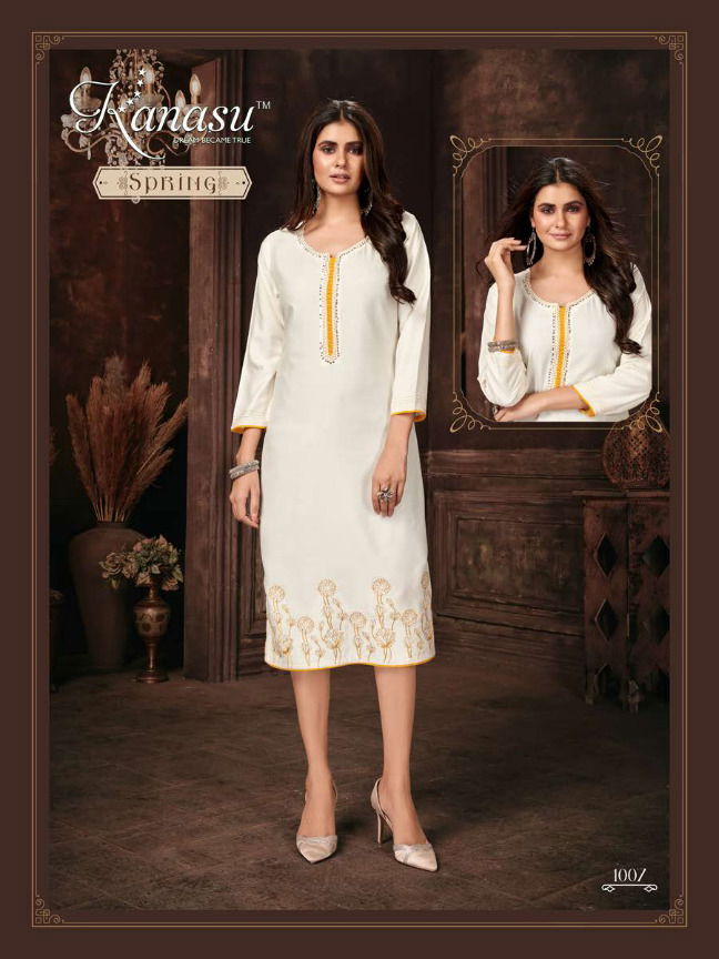 Kanasu Spring Regular Wear Wholesale Embroidery Kurti Collection